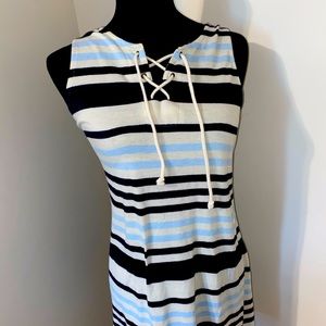 white and blue dress